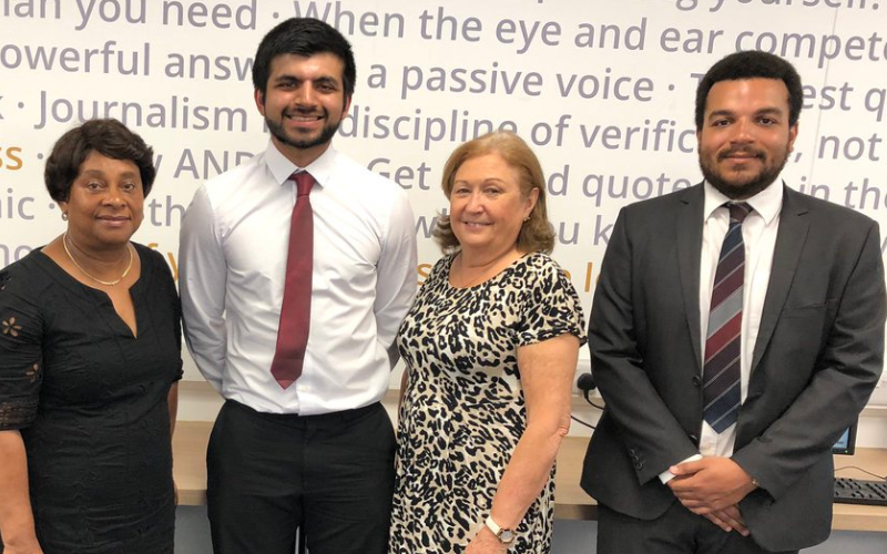 L-R: Baroness Lawrence, Kumail Jaffer, former News Associates trainee now at the Daily Mail benefiting from the Stephen Lawrence Scholarship scheme, Daily Mail training manager Sue Ryan and Courtney Bartlett, former recipient of the Stephen Lawrence Scholarship now Daily Mail night news editor