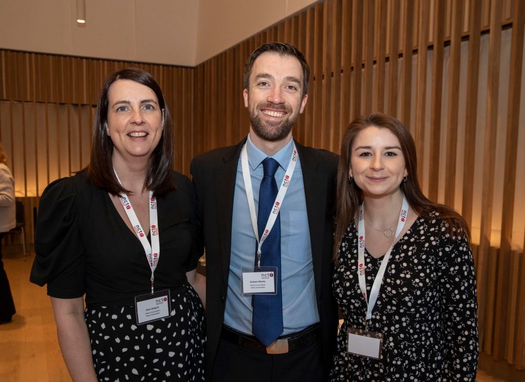 News Associates Manchester head of journalism Alice Gregory (left) with Graham Moody and Lucy Dyer at the NCTJ accreditation seminar in 2021