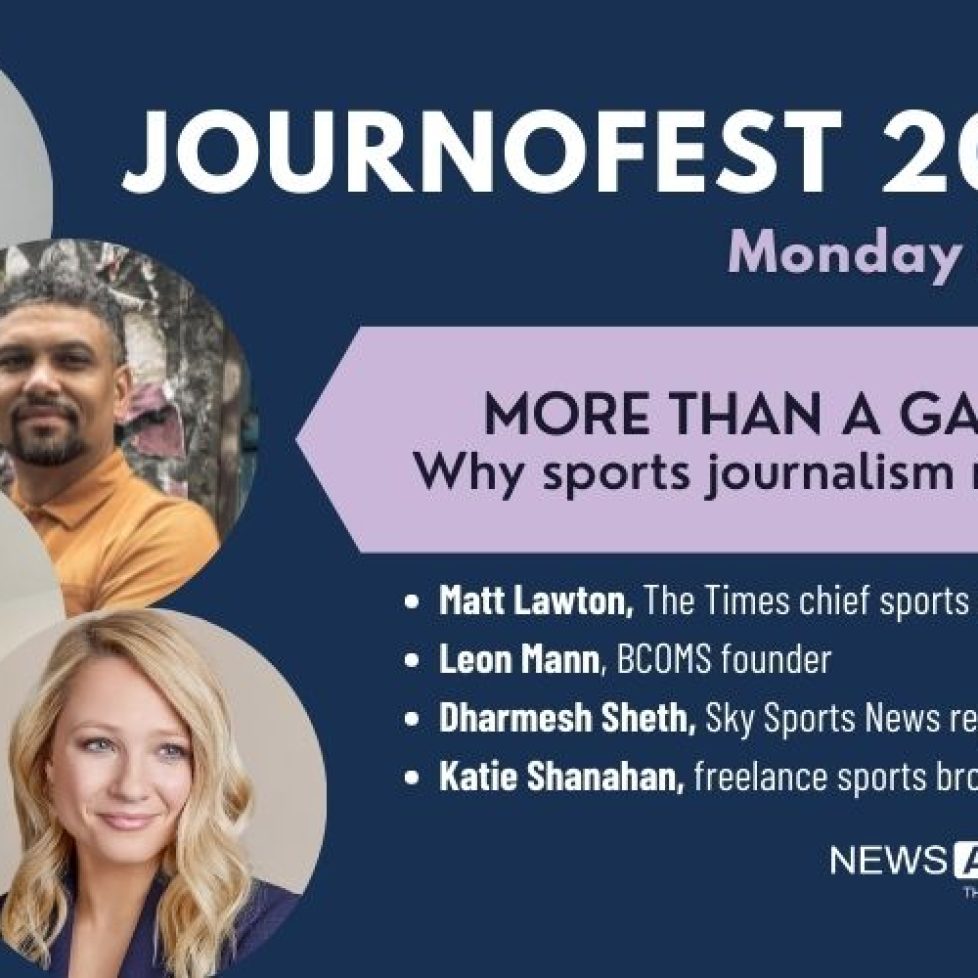 JournoFest sPORTS JOURNALISM PANEL GRAPHIC WITH FACES OF panellists