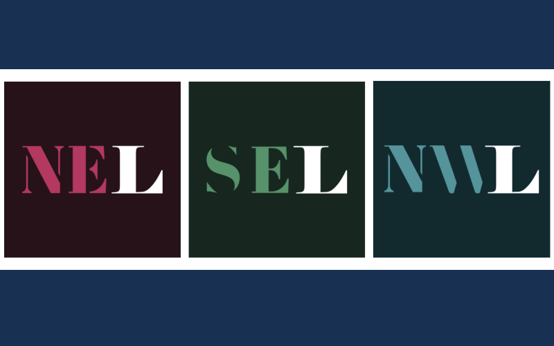 Logos of NEL, SEL and NWL on a graphic in a row