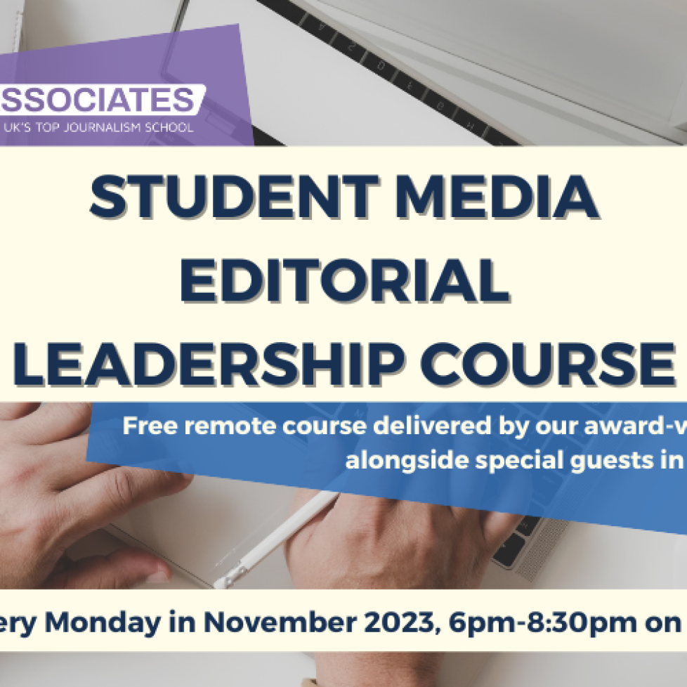 News Associates student media editorial leadership course. Free remote course delivered by our award-winning team alongside special guests in the industry! Every Monday in November 2023, 6pm-8:30pm on Zoom.