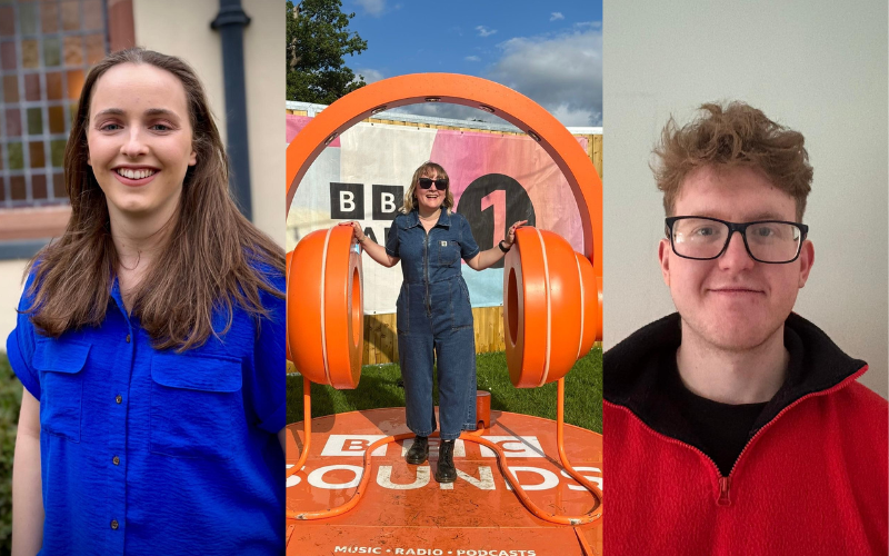 A collage of our three News Associates graduated shortlisted for NCTJ Student of the Year. From left to right you can see pictures of Rebecca, Holly and Ben. They are all smiling and posing for the camera.