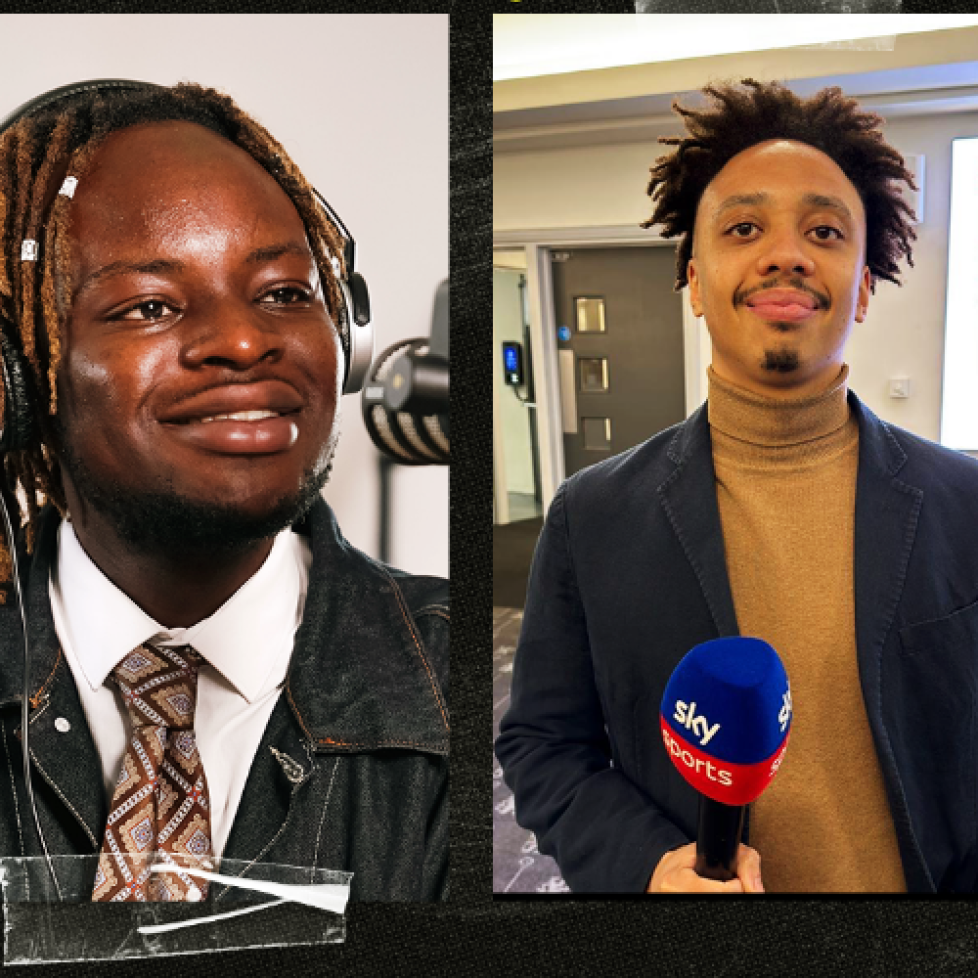 Graphic of How to be a Journalist host Plamedi Mbungu and guest Chris Reidy.