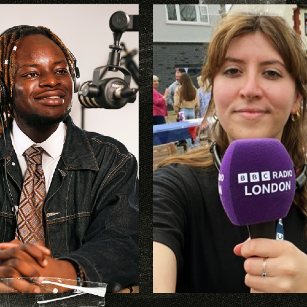 Graphic of How to be a Journalist host Plamedi Mbungu and guest Adriana Elgueta.