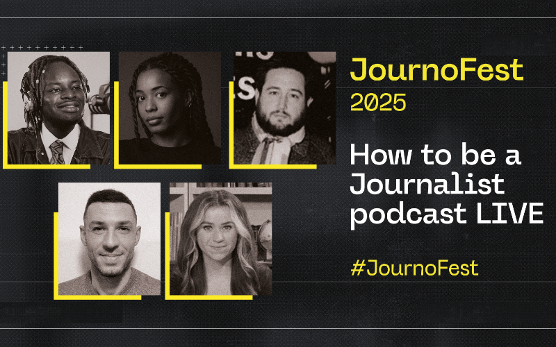 Graphic of How to be a Journalist host Plamedi Mbungu and the guest speakers.