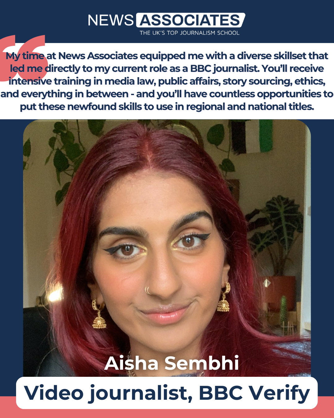 Graphic of graduate part-time trainee Aisha Sembhi.