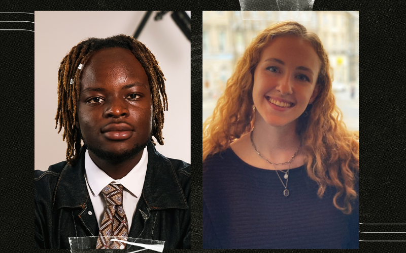 Graphic of How to be a Journalist podcast host Plamedi Mbungu and guest Zoe Crowther.