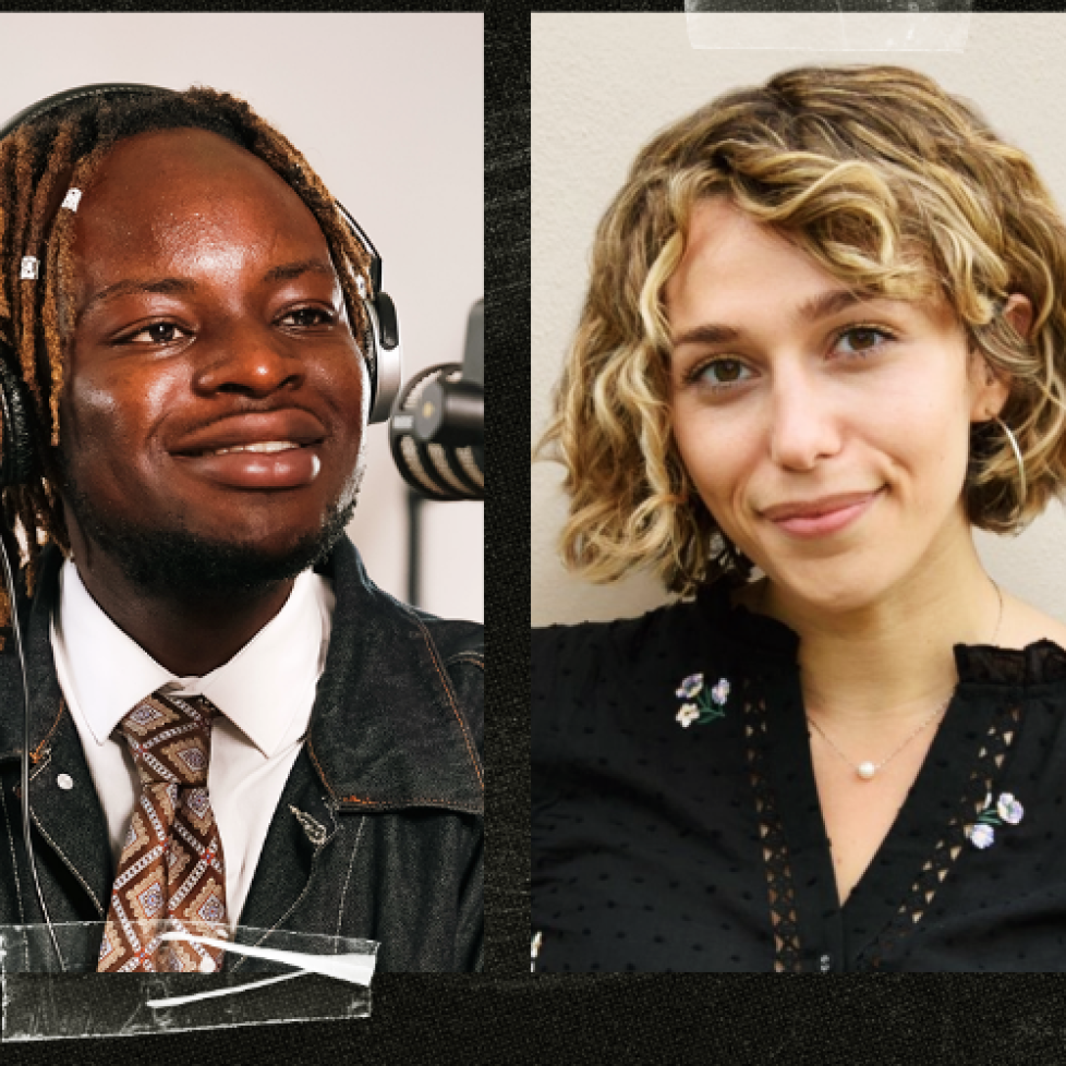 Photo of 'How to be a Journalist' host Plamedi Mbungu and guest Sally Patterson
