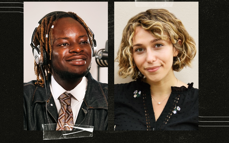 Photo of 'How to be a Journalist' host Plamedi Mbungu and guest Sally Patterson