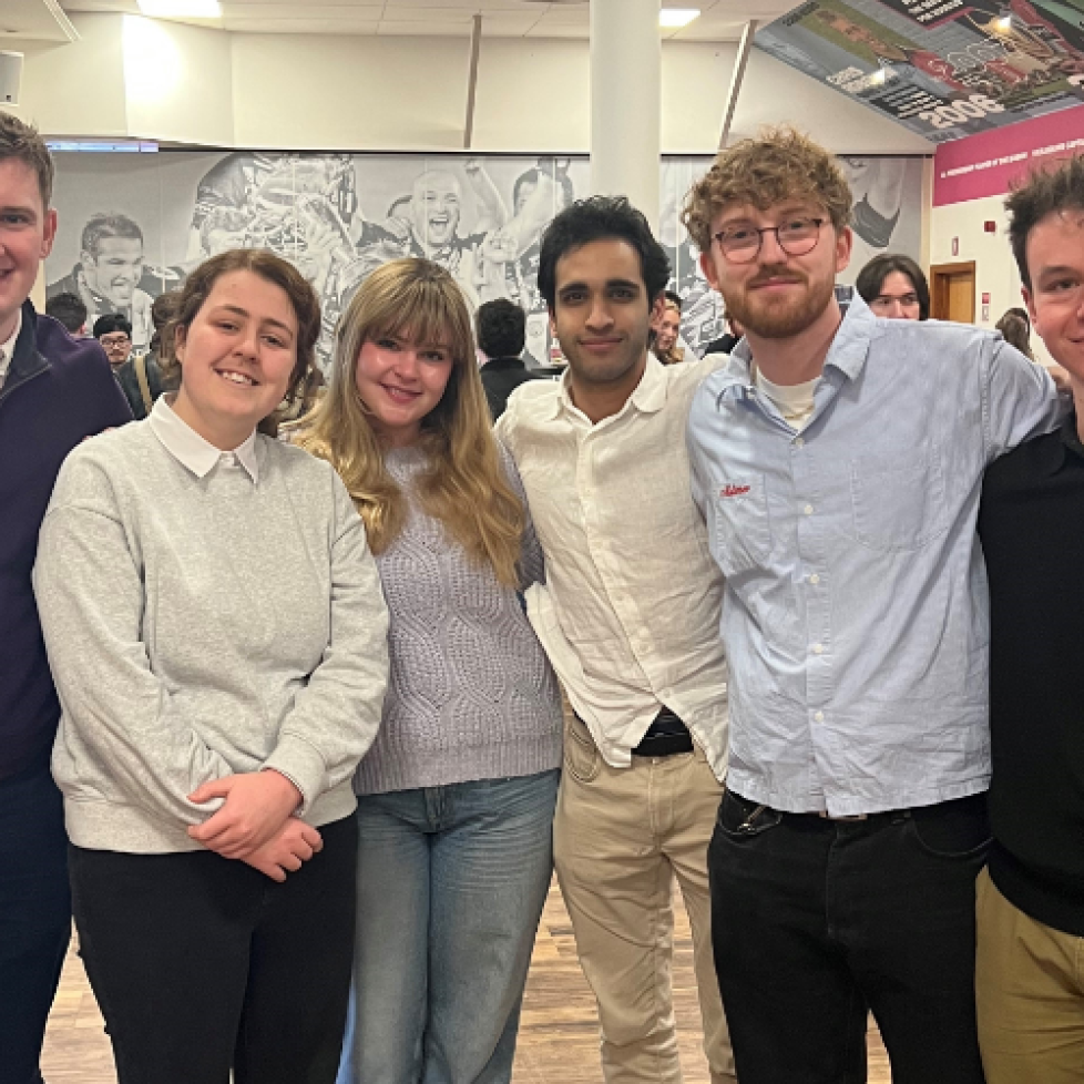 A photo of our sports journalism trainees together at JournoFest at Twickenham Stoop.