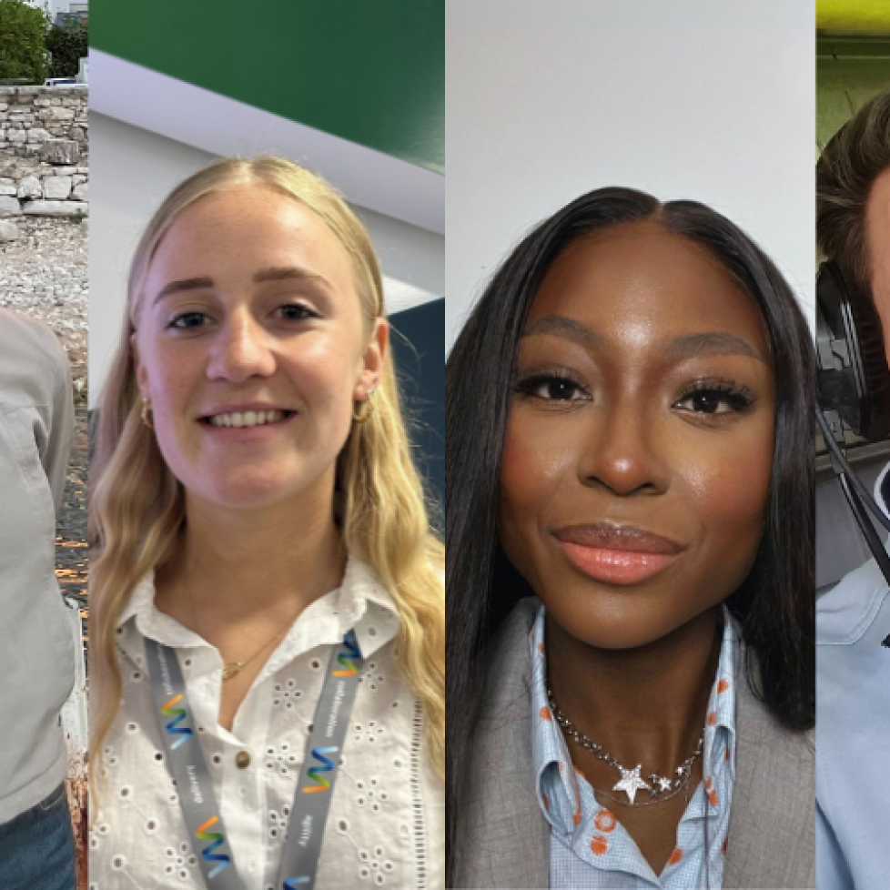 A collage of the four News Associates graduates recognised for achieving the highest NCTJ exam results.