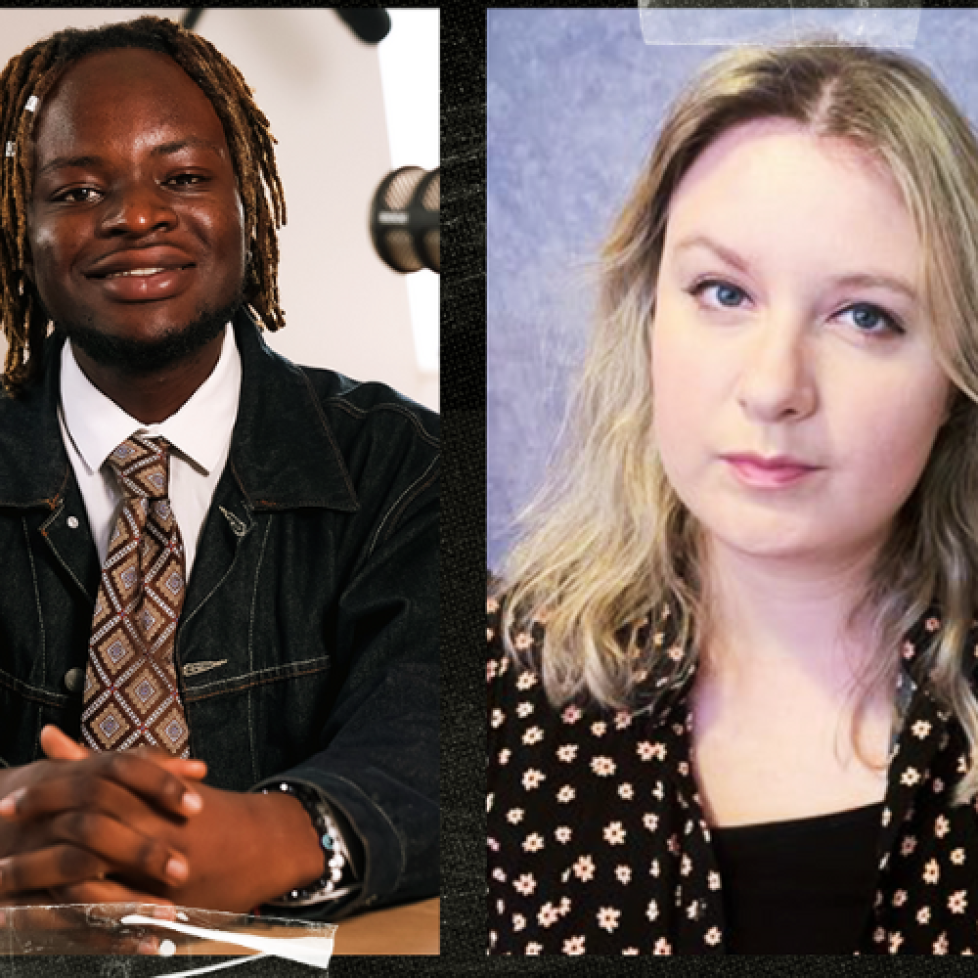 A graphic of 'How to be a journalist podcast' host Plamedi Mbungu and Health Service Journal senior correspondent Emily Townsend.