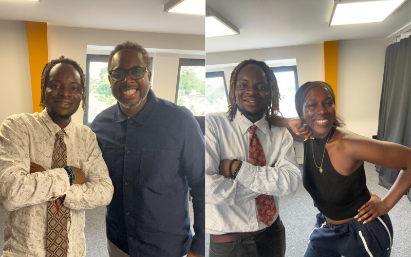 Two photos of How to be a Journalist podcast host with Jordan Jarrett-Bryan and Hannah Àjàlá.