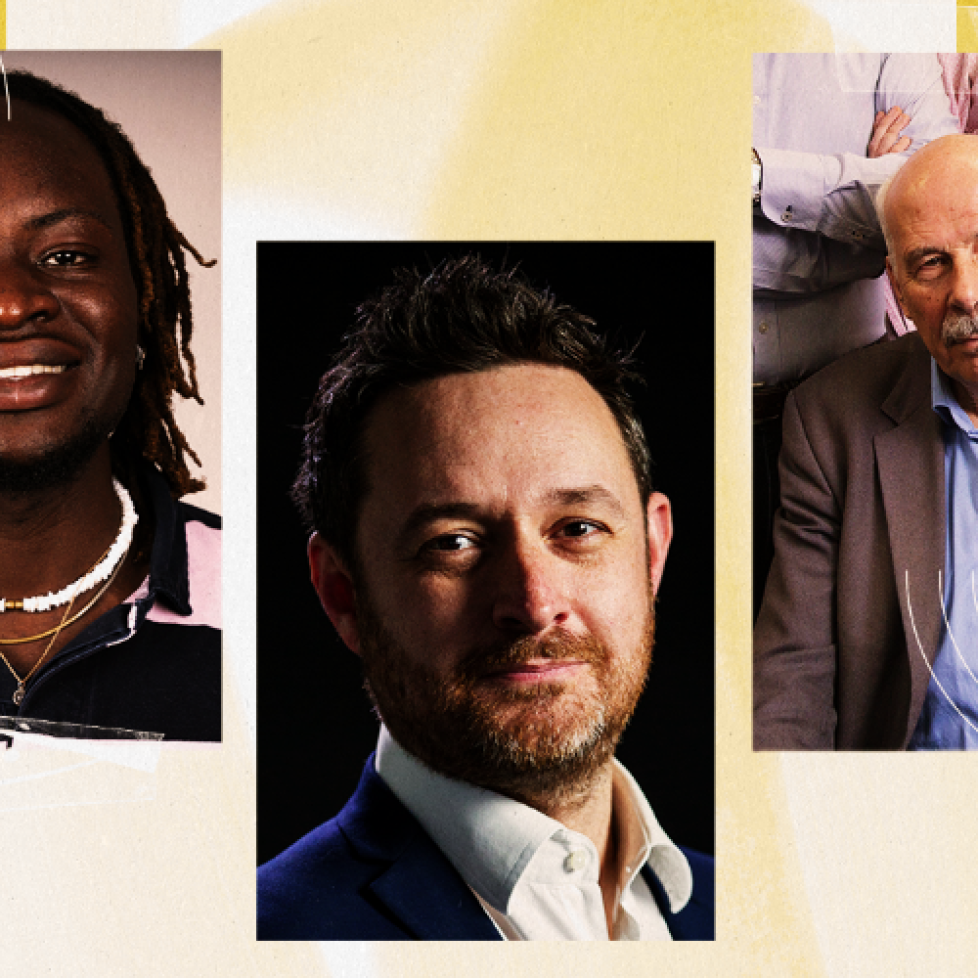 A graphic of headshots from How to be a Journalist host Plamedi and guests James Toney and Richard Parsons