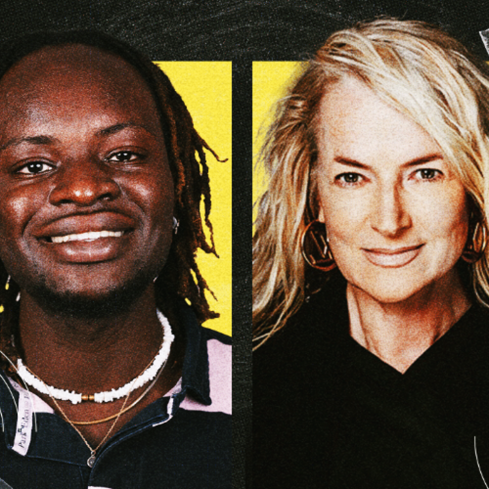 A graphic made from headshots of How to be a Journalist host Plamedi and guest Sam McAlister