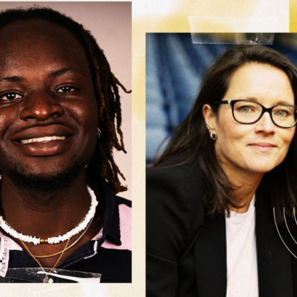 A graphic of How to be a Journalist podcast host Plamedi Mbungu and Women's Super League chief revenue officer Zarah Al-Kudcy.